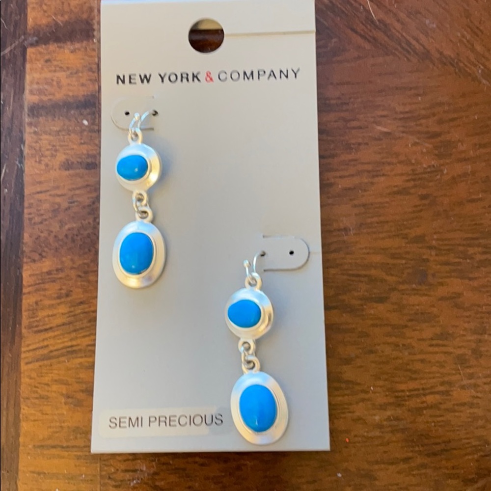 New York company blue stone earrings. NWT